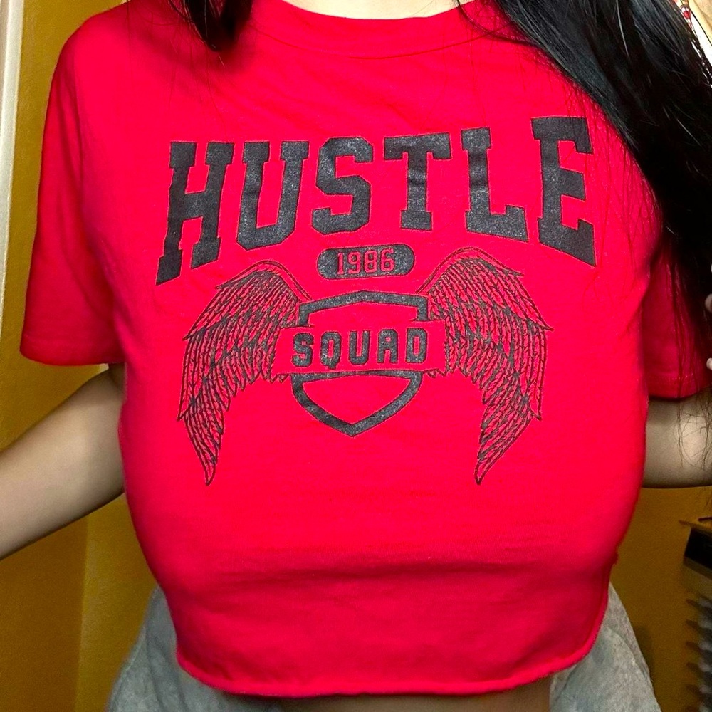 Red Graphic Crop Tee